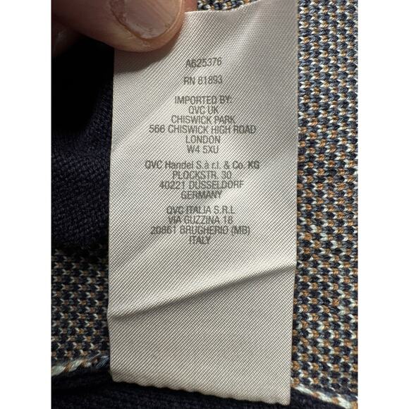 Susan Graver Weekend L Open Jacquard Duster Cardigan Stand Collar Blue Tan - Picture 9 of 15